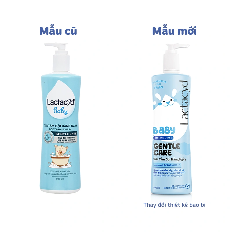 Combo 2 sữa tắm & gội 2in1 cho bé Lactacyd Gentle Care hương dịu nhẹ 500 ml (mọi độ tuổi) - Giao bao bì ngẫu nhiên 2