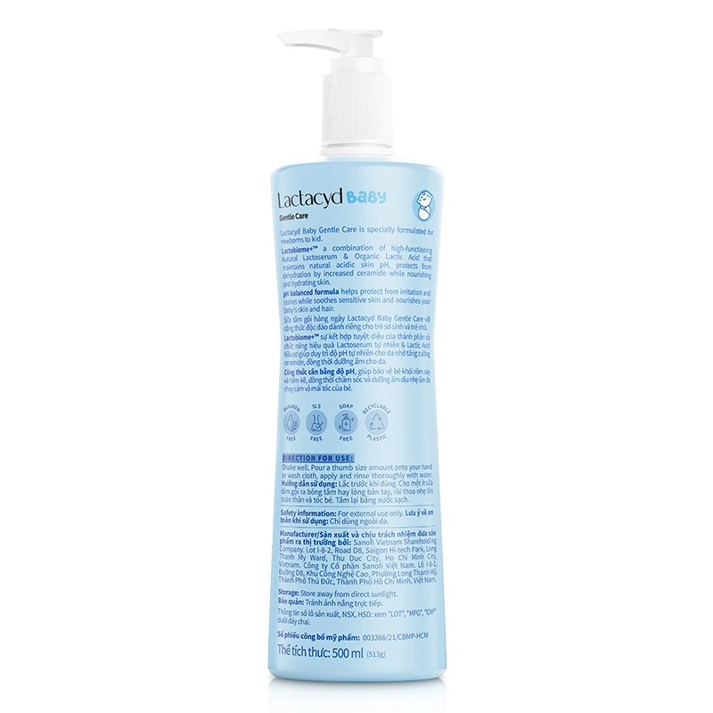 Combo 2 sữa tắm & gội 2in1 cho bé Lactacyd Gentle Care hương dịu nhẹ 500 ml (mọi độ tuổi) - Giao bao bì ngẫu nhiên 4