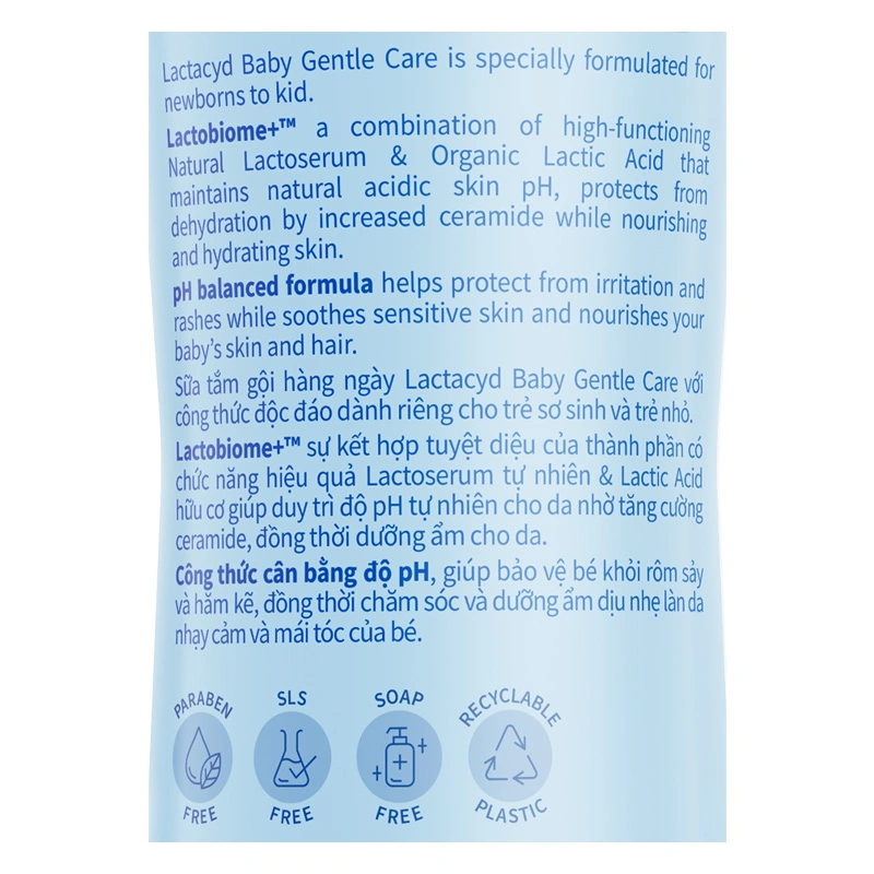 Combo 2 sữa tắm & gội 2in1 cho bé Lactacyd Gentle Care hương dịu nhẹ 500 ml (mọi độ tuổi) - Giao bao bì ngẫu nhiên 5