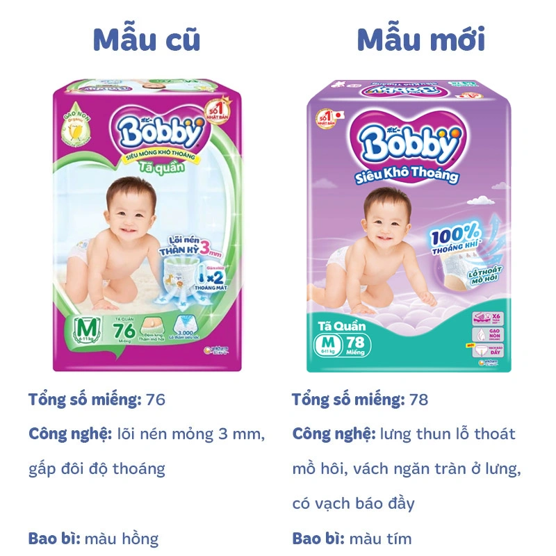 Combo 4 tã quần Bobby size M 78 miếng/bịch (6 - 11 kg) - Giao bao bì ngẫu nhiên 18