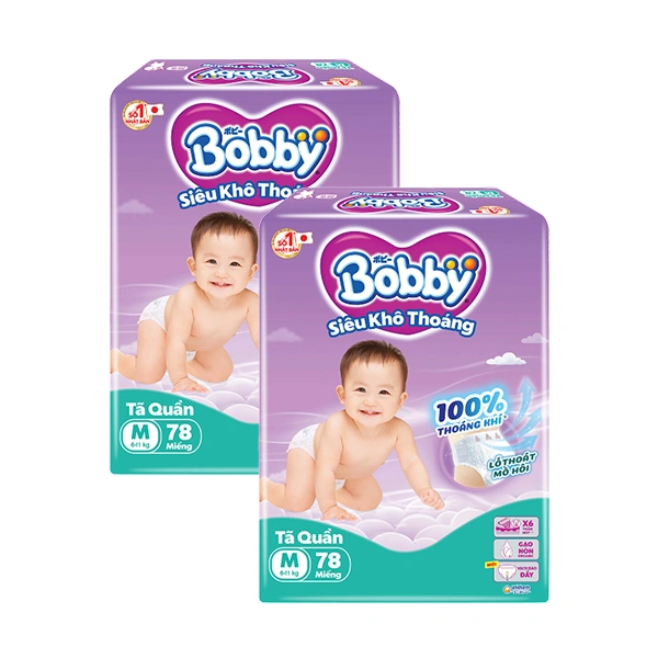 Combo 2 tã quần Bobby size M 78 miếng/bịch (6 - 11 kg) - Giao bao bì ngẫu nhiên 1
