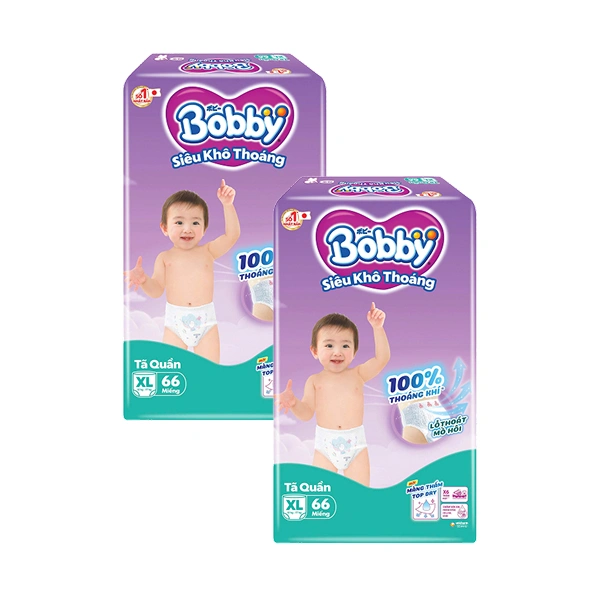Combo 2 tã quần Bobby size XL 66 miếng/bịch (12 - 17 kg) - Giao bao bì ngẫu nhiên 2