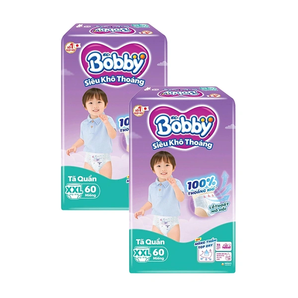Combo 2 tã quần Bobby size XXL 60 miếng (15 - 25 kg) - Giao bao bì ngẫu nhiên 1