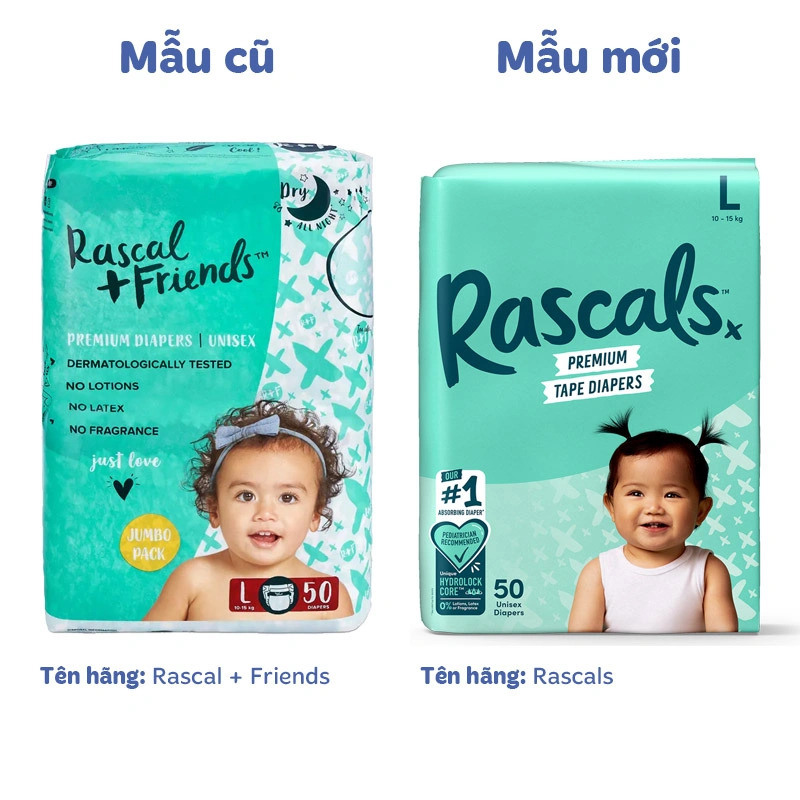 Combo 3 tã dán Rascals size L 50 miếng (10 - 15 kg) - Giao bao bì ngẫu nhiên 2