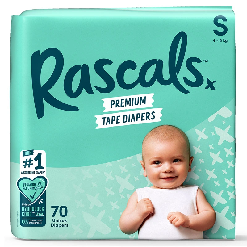 Combo 3 tã dán Rascals size S 70 miếng/bịch (4 - 8 kg) - Giao bao bì ngẫu nhiên 3