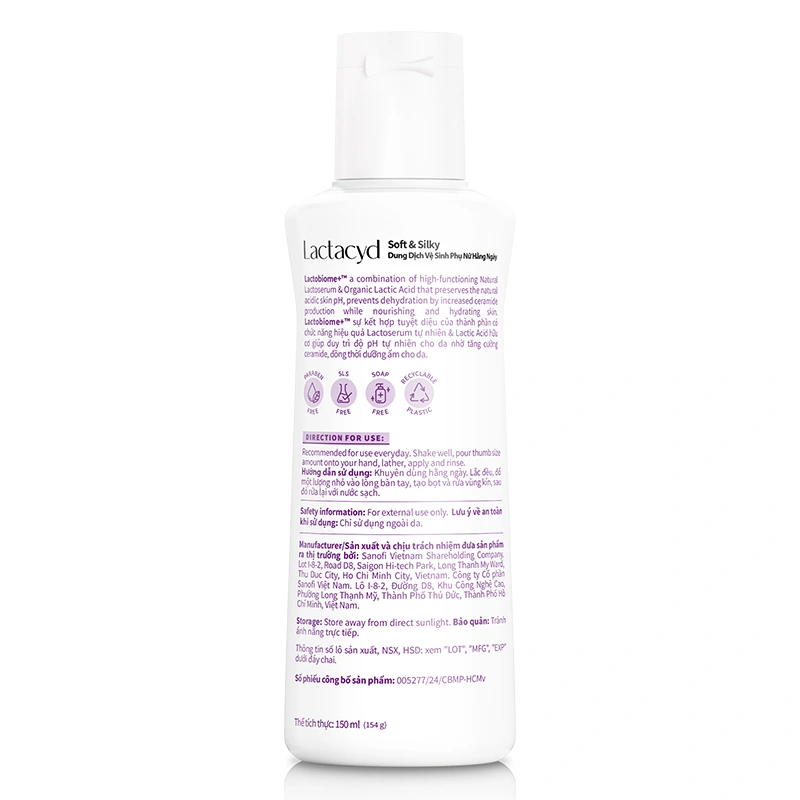 Dung dịch vệ sinh phụ nữ Lactacyd Soft & Silky hương dịu nhẹ 150 ml - Giao bao bì ngẫu nhiên 3