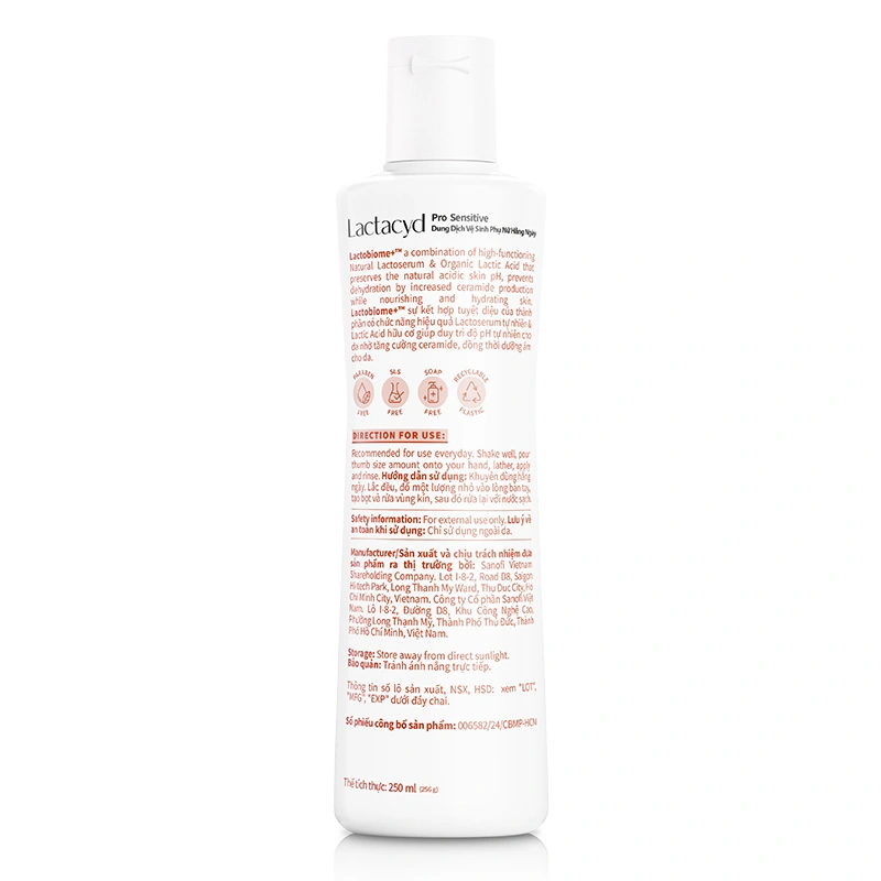 Dung dịch vệ sinh phụ nữ Lactacyd Pro Sensitive hương dịu nhẹ 250 ml - Giao bao bì ngẫu nhiên 3