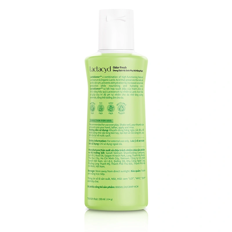 Dung dịch vệ sinh phụ nữ Lactacyd Odor Fresh hương tươi mát 250 ml - Giao bao bì ngẫu nhiên 8