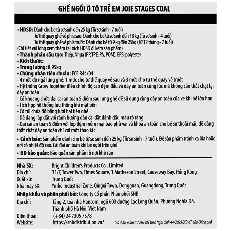 Ghế ngồi ô tô Joie Stages Coal (0 - 7 tuổi) 22