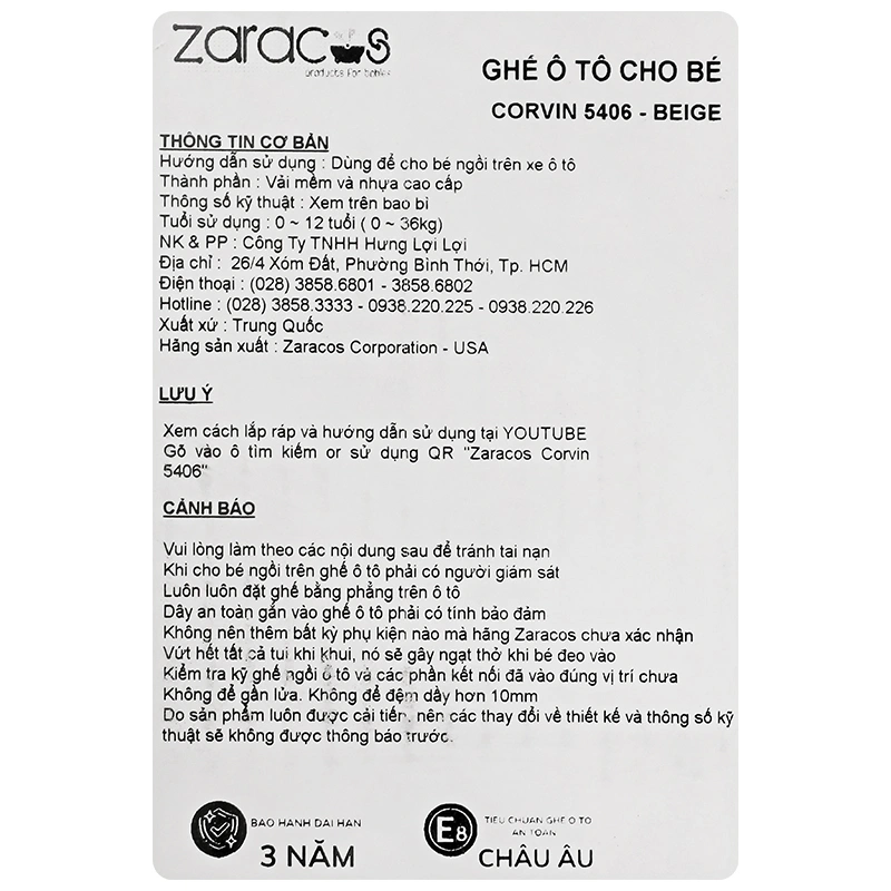 Ghế ngồi ô tô Zaracos Corvin 5406 (0 - 12 tuổi) - Màu be 23