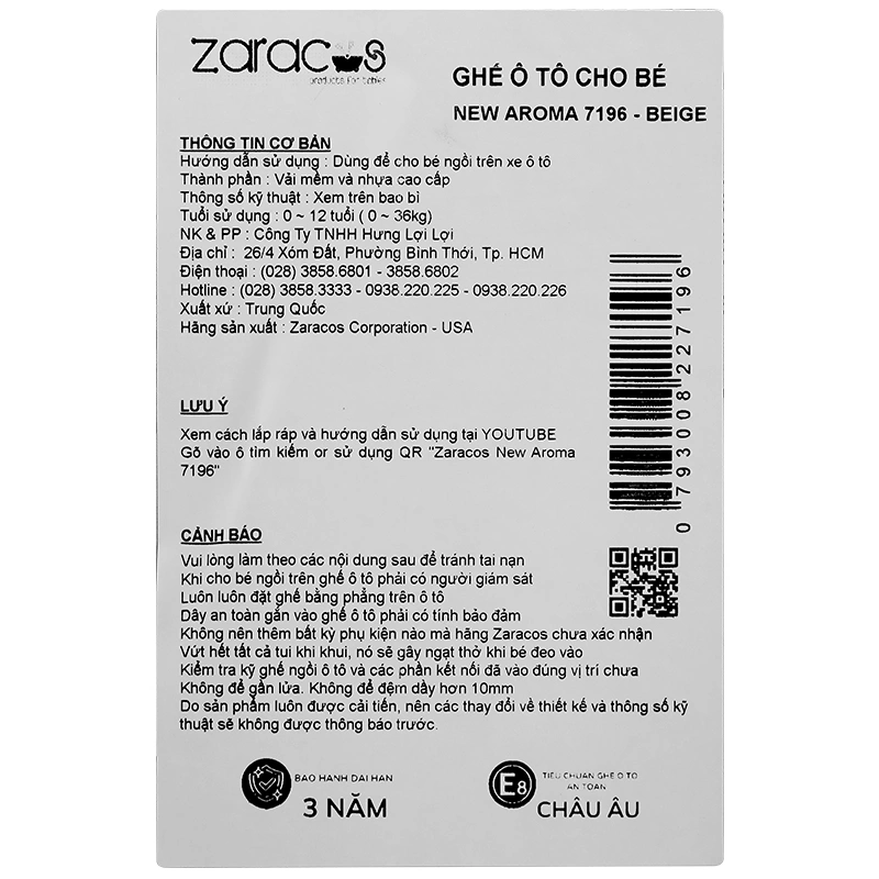 Ghế ngồi ô tô Zaracos New Aroma 7196 (0 - 12 tuổi) - Màu xám 38