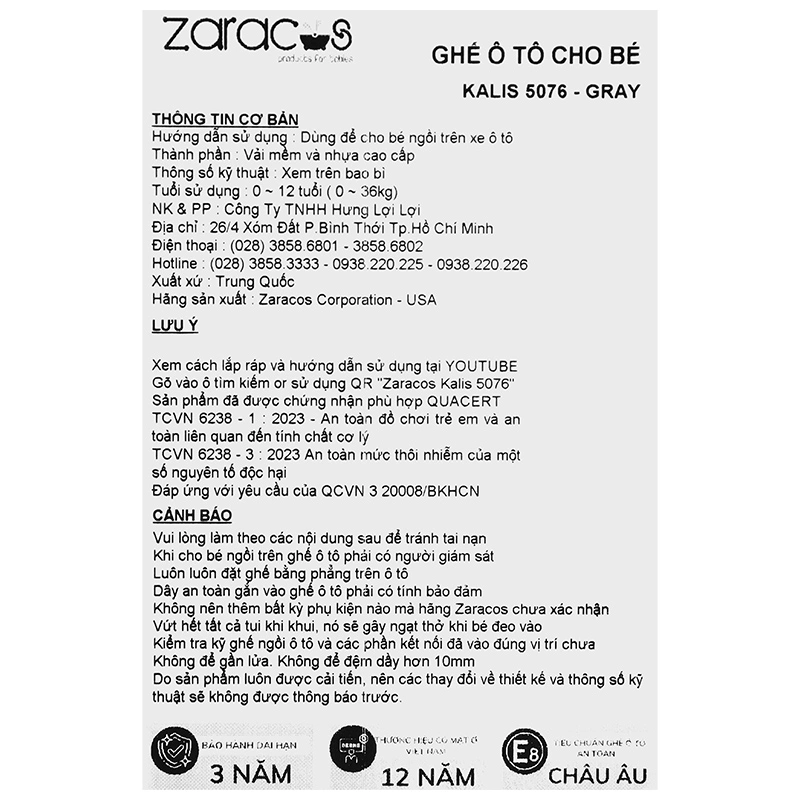 Ghế ngồi ô tô Zaracos Kalis 5076 I-size (3 - 12 tuổi) - Màu ngẫu nhiên 22