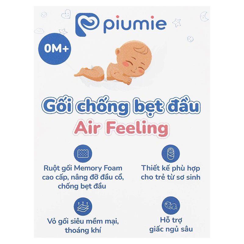 Gối chống bẹp đầu waffle cotton Piumie Air Feeling 35x25x2.5 cm - Gấu (từ 0 tháng) 9