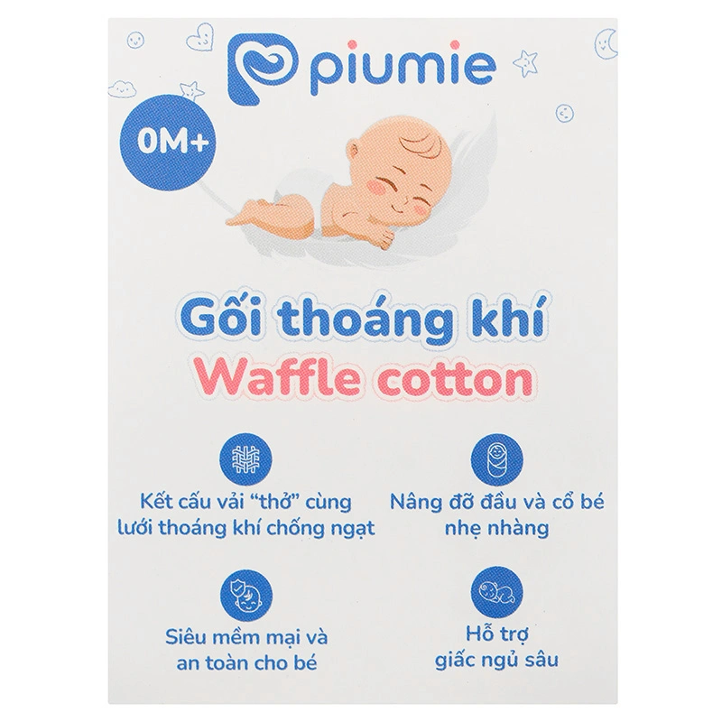 Gối lưới waffle cotton Piumie thoáng khí 25x38 cm - Gấu nơ hồng (từ 0 tháng) 5