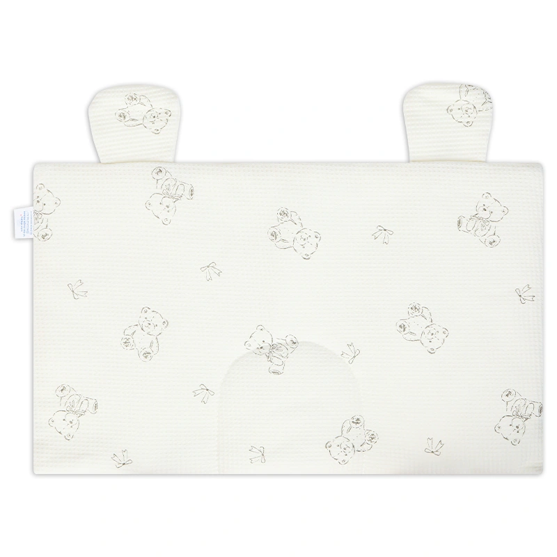 Gối mây sơ sinh waffle cotton Piumie 34x21 cm - Gấu nơ hồng (từ 0 tháng) 7