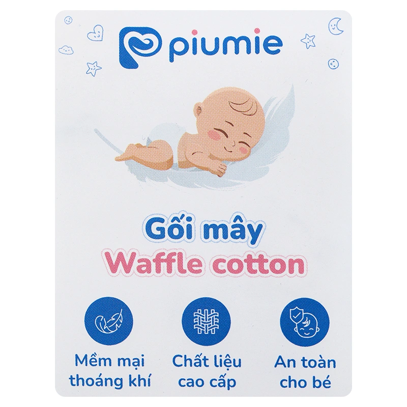 Gối mây sơ sinh waffle cotton Piumie 34x21 cm - Gấu nơ hồng (từ 0 tháng) 10