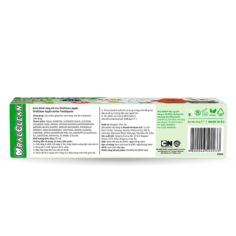 Kem đánh răng cho bé từ 3 tuổi Oral Clean hương táo 90g 2
