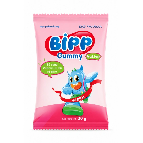 Kẹo dẻo Bipp Gummy Active bổ sung vitamon C, kẽm và B6 tăng cường sức đề kháng