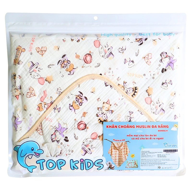 Khăn quấn cotton TOP KIDS 80x80 cm - Màu ngẫu nhiên 17