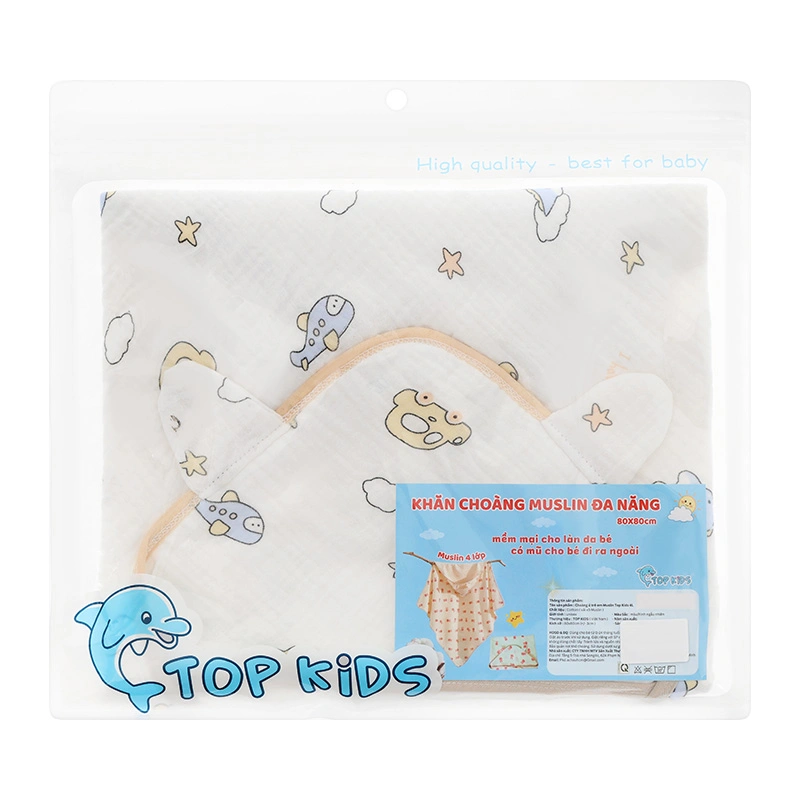 Khăn quấn cotton TOP KIDS 80x80 cm - Màu ngẫu nhiên 22