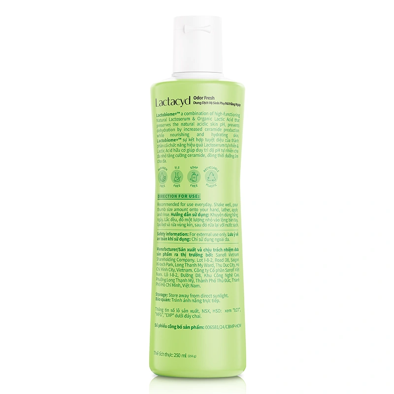 Dung dịch vệ sinh phụ nữ Lactacyd Odor Fresh hương tươi mát 250 ml - Giao bao bì ngẫu nhiên 3