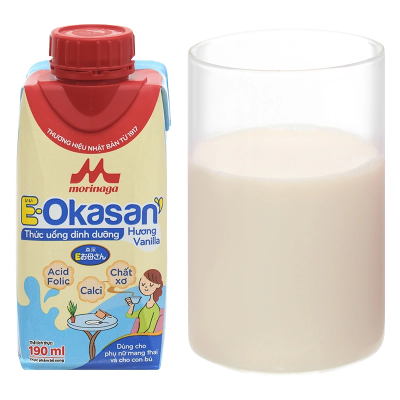 Thùng 24 hộp sữa bầu Morinaga E-Okasan hương vani 190 ml 30