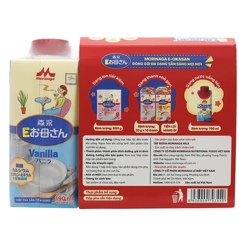 Thùng 24 hộp sữa bầu Morinaga E-Okasan hương vani 190 ml 23
