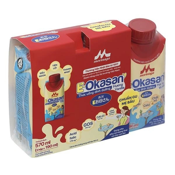 Lốc 3 hộp sữa bầu Morinaga E-Okasan