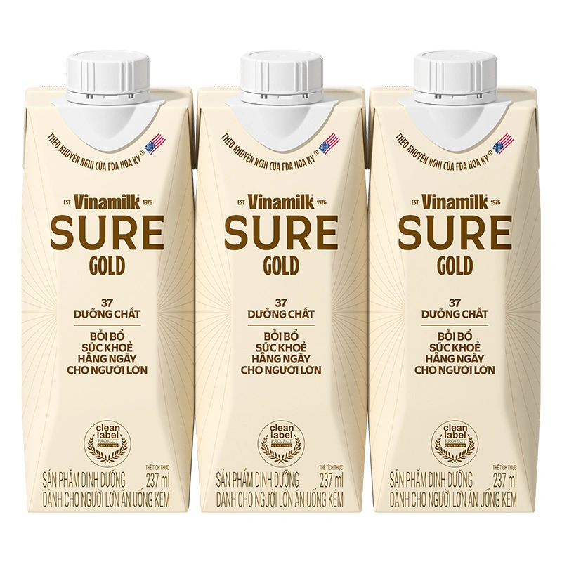 Thùng 24 sữa nước dinh dưỡng người lớn Vinamilk Sure Gold hương tự nhiên 237 ml 15