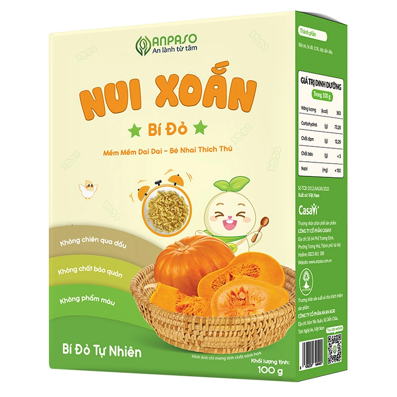 Nui xoắn bí đỏ Anpaso 100g (từ 6 tháng) 2