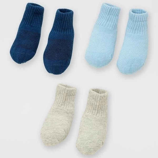Set 3 tất sơ sinh Ualarogo cotton trơn - Giao màu ngẫu nhiên