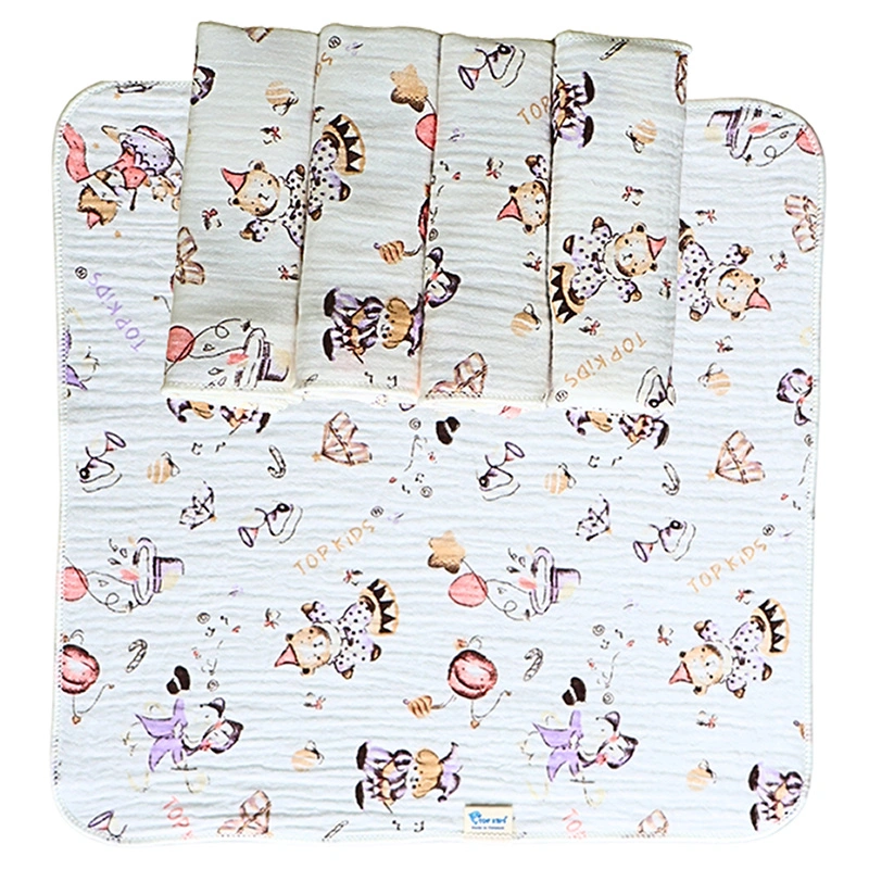 Set 5 cái khăn sữa cotton TOP KIDS 4 lớp 25x25 cm - Màu ngẫu nhiên 7