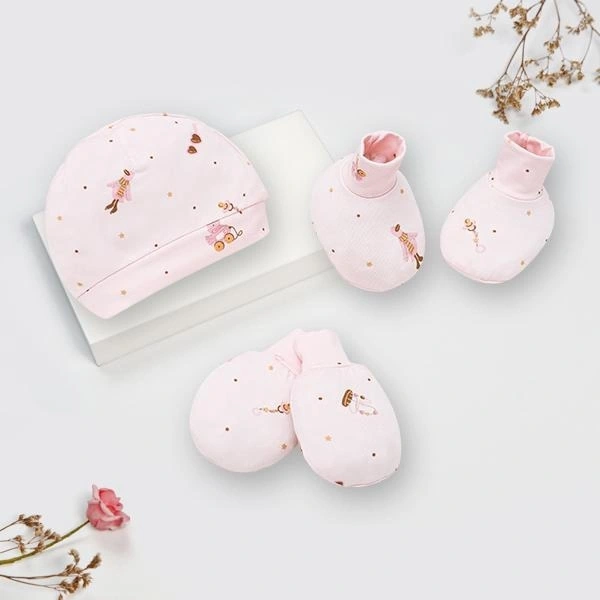 Set nón, bao tay bao chân Lullaby bamboo hồng