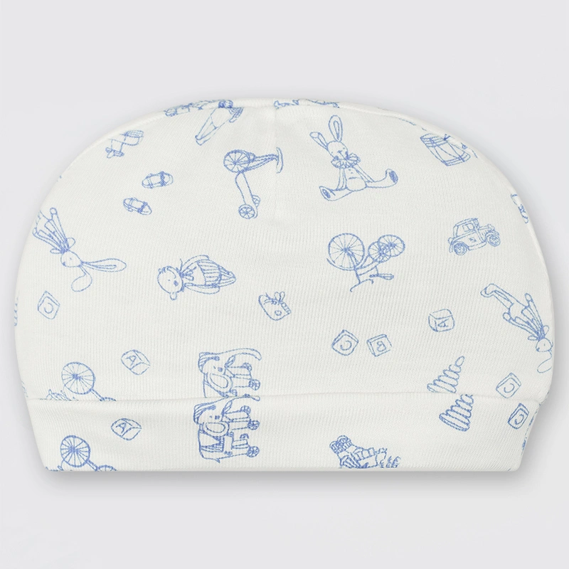 Set nón, bao tay bao chân in hình Lullaby NH728C màu trắng in xanh (0 - 3 tháng) 2