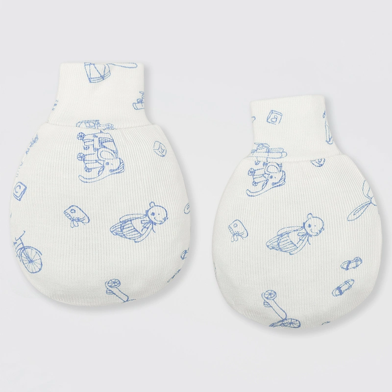 Set nón, bao tay bao chân in hình Lullaby NH728C màu trắng in xanh (0 - 3 tháng) 5