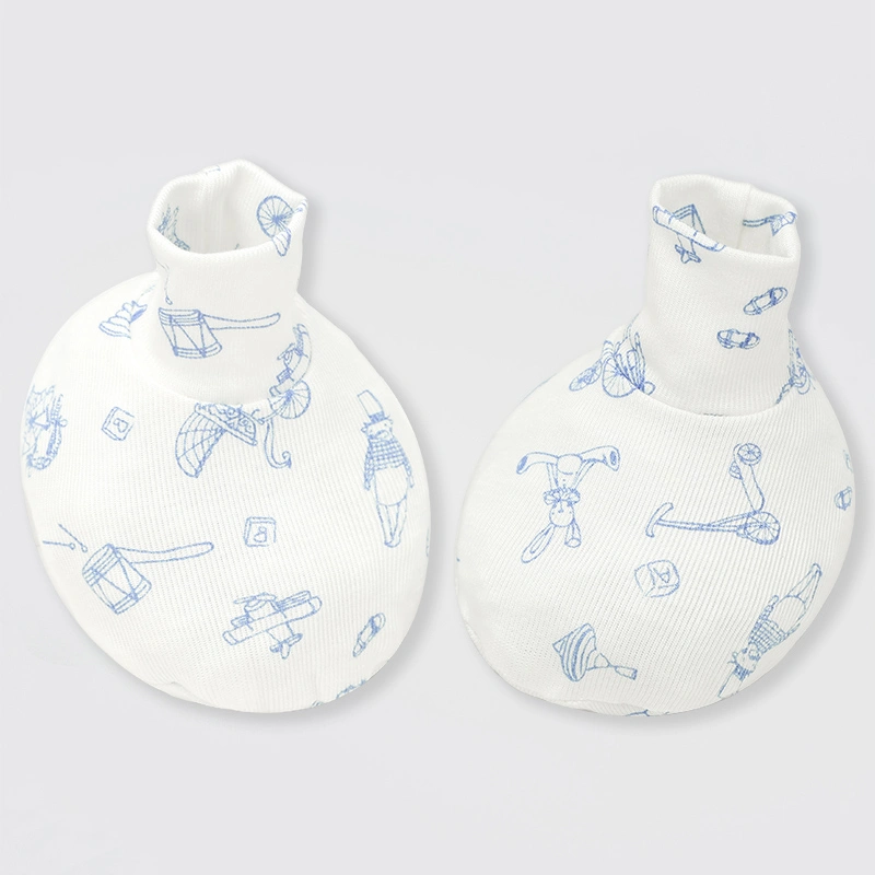 Set nón, bao tay bao chân in hình Lullaby NH728C màu trắng in xanh (0 - 3 tháng) 7