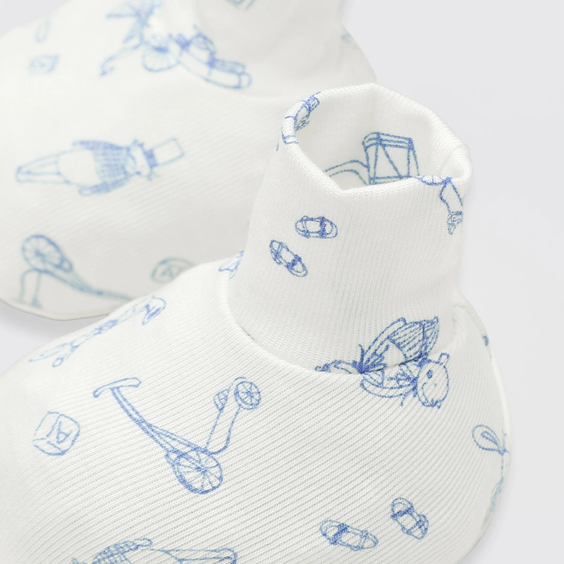 Set nón, bao tay bao chân in hình Lullaby NH728C màu trắng in xanh (0 - 3 tháng) 9