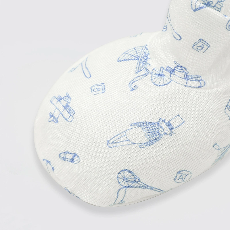 Set nón, bao tay bao chân in hình Lullaby NH728C màu trắng in xanh (0 - 3 tháng) 10