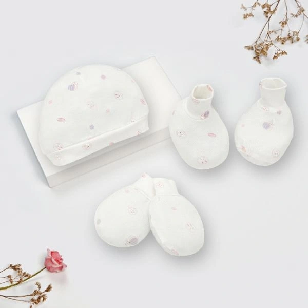 Set nón, bao tay bao chân Lullaby bamboo trắng