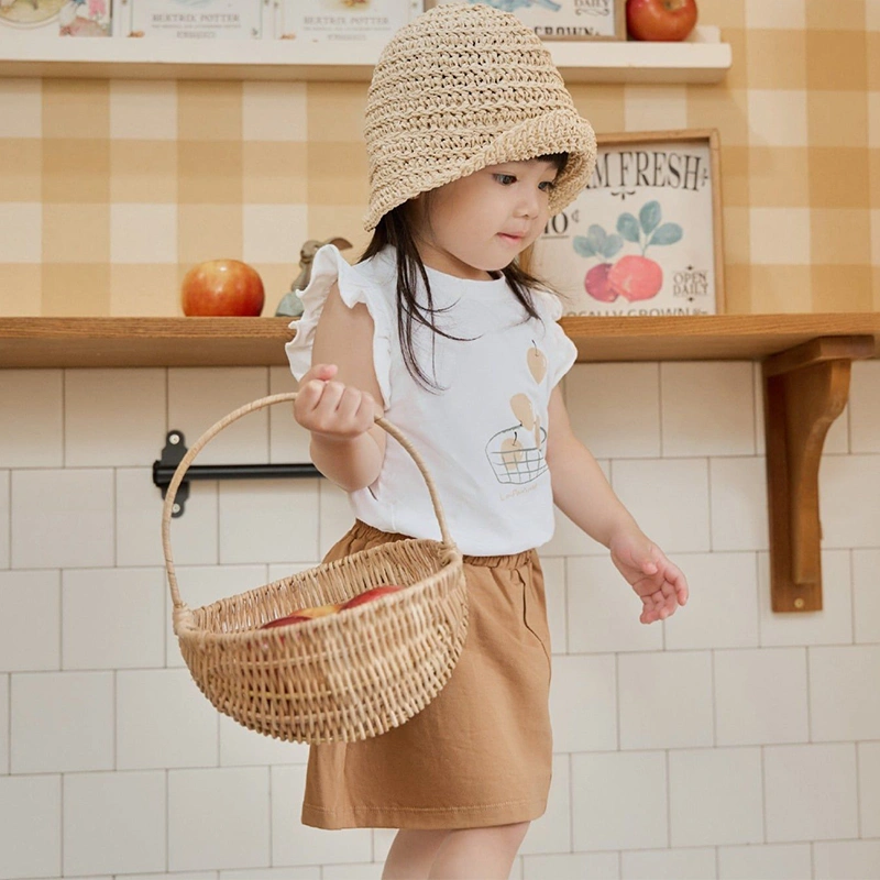 Set váy bé gái La Pomme giỏ trái cây mùa hè màu trắng - nâu 3