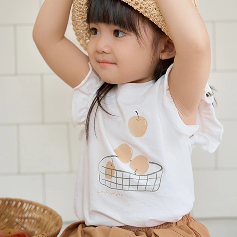 Set váy bé gái La Pomme giỏ trái cây mùa hè màu trắng - nâu 4