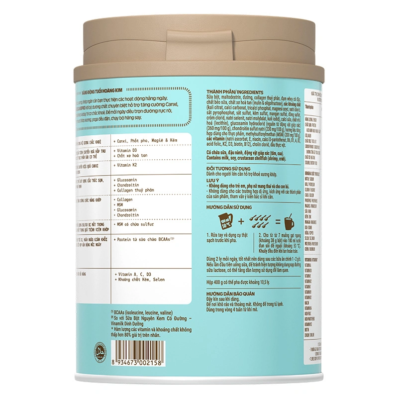 Sữa bột người lớn Vinamilk Sure Canxipro vị tự nhiên 400g 7