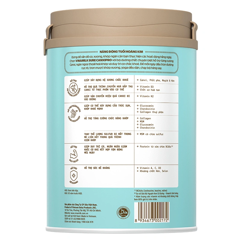Sữa bột người lớn Vinamilk Sure Canxipro vị tự nhiên 400g 13