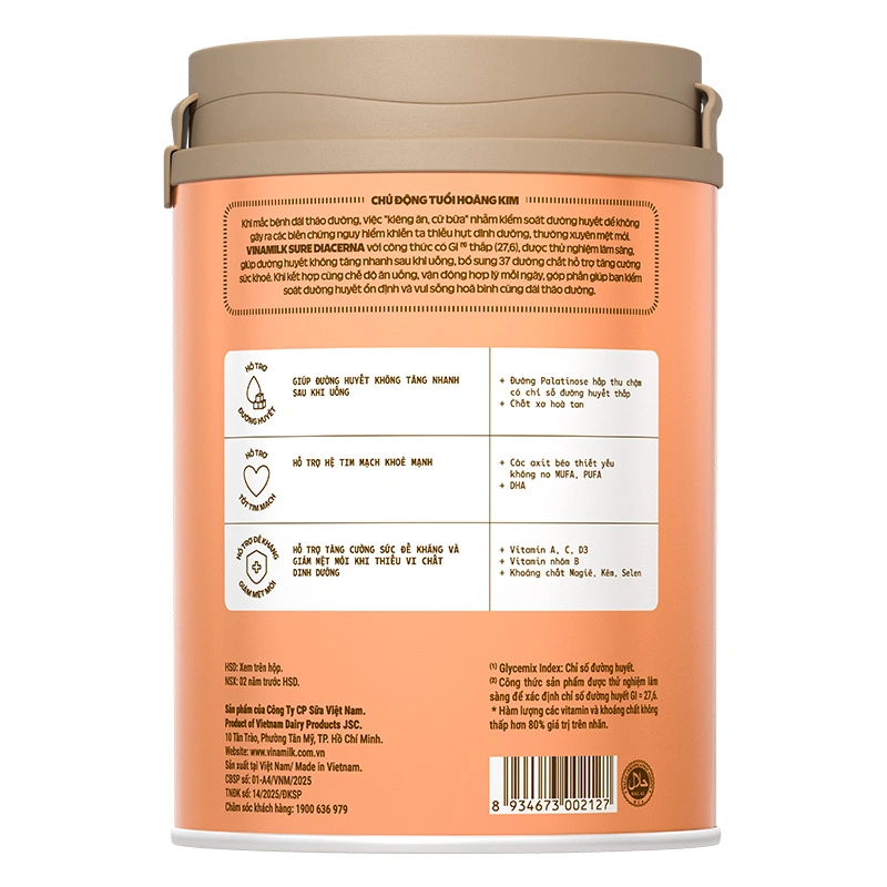 Sữa bột người lớn Vinamilk Sure Diacerna vị tự nhiên 400g 3