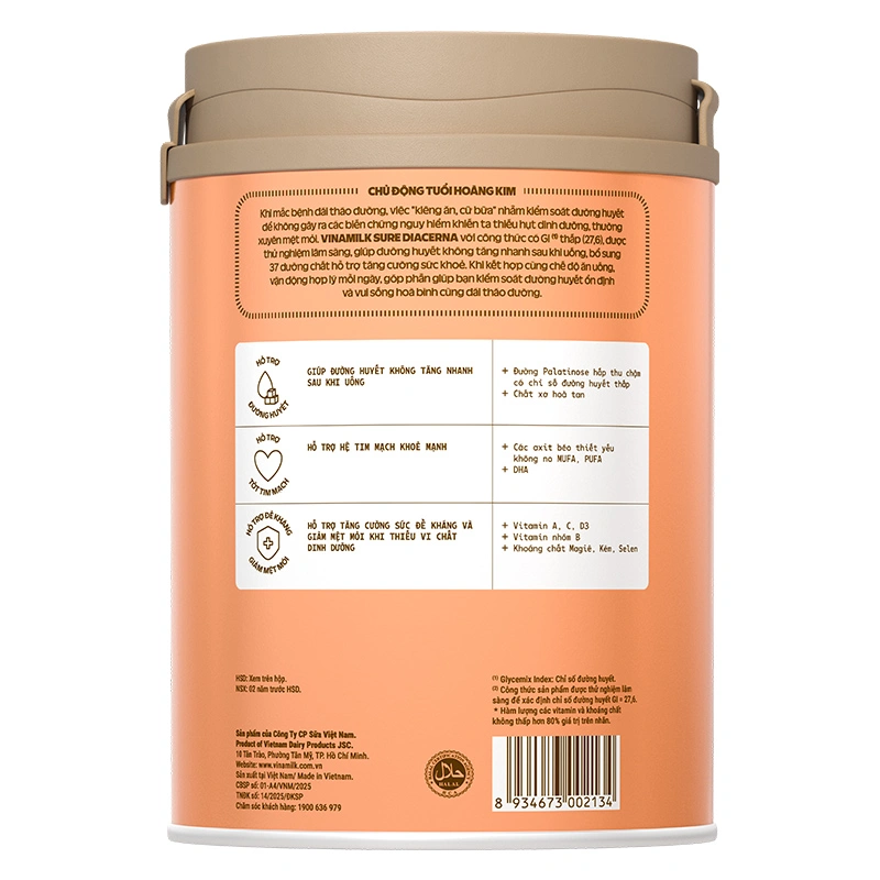 Sữa bột người lớn Vinamilk Sure Diacerna vị tự nhiên 400g 13