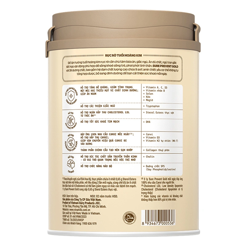 Sữa bột người lớn Vinamilk Sure Prevent Gold hương tự nhiên 900g 13