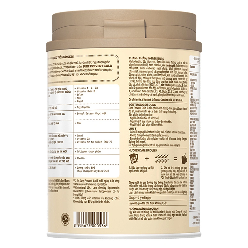 Sữa bột người lớn Vinamilk Sure Prevent Gold hương tự nhiên 900g 17