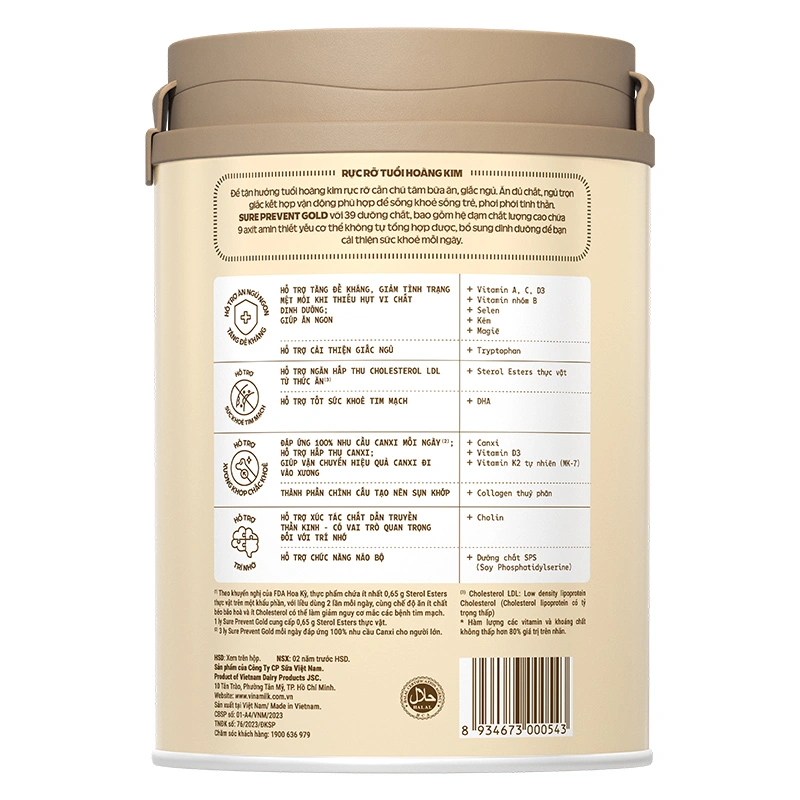 Sữa bột người lớn Vinamilk Sure Prevent Gold hương tự nhiên 900g 3
