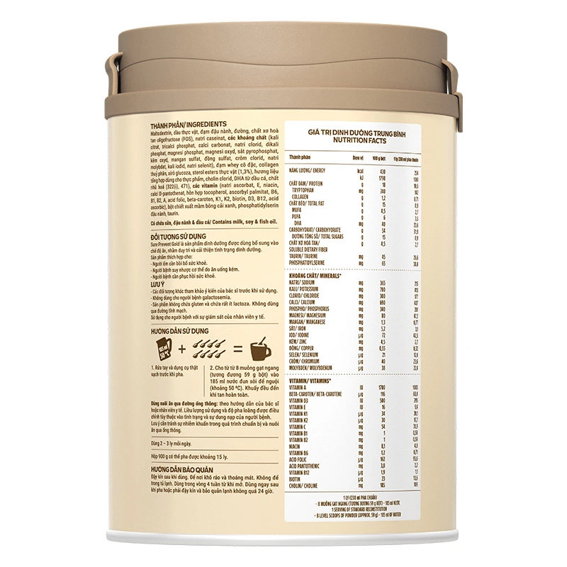 Sữa bột người lớn Vinamilk Sure Prevent Gold hương tự nhiên 900g 6