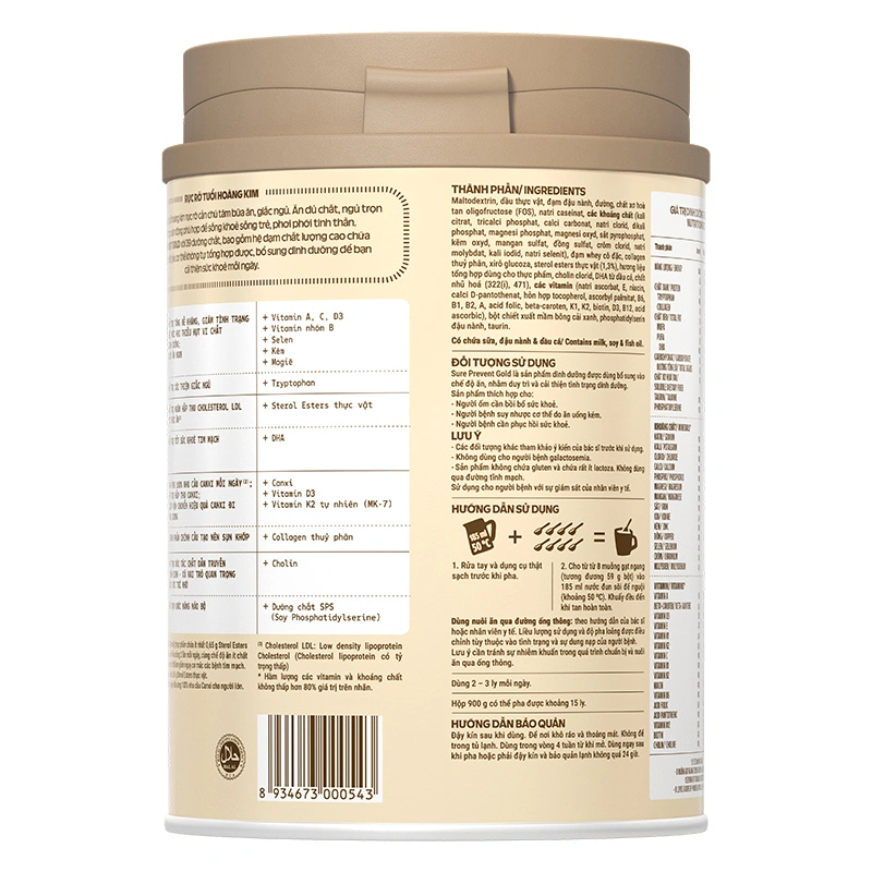 Sữa bột người lớn Vinamilk Sure Prevent Gold hương tự nhiên 900g 7